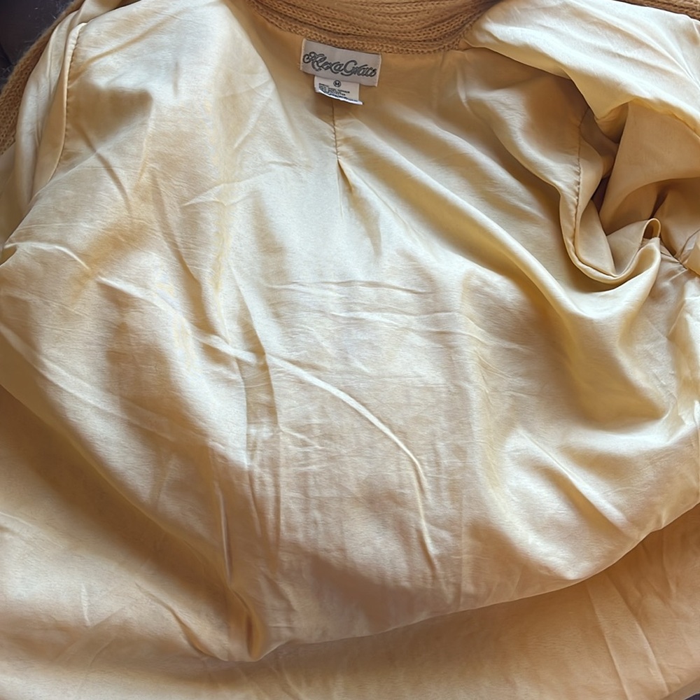 Alexa Grace Gold Wool & Mohair Blend Cardigan ribbon & pearl details Size Medium - Picture 16 of 17